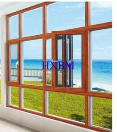 Avrupa Standardı Ahşap Alüminyum Pencereler 70mm Çerçeve 15mm Kalın Doğa Ahşap