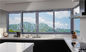 6mm Temperli Camlı Villalar Daireler Alüminyum Sürgülü Pencereler